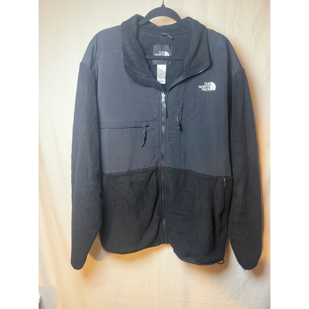 The North Face Denali Fleece Jacket Mens XL Black Full Zip Mixed Media Coat